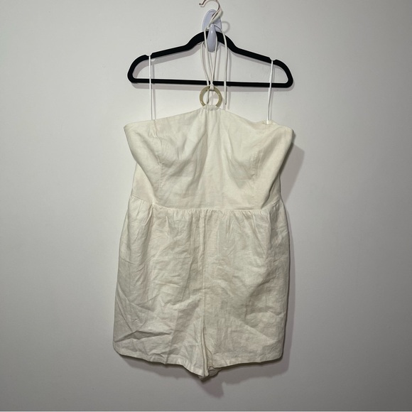 Old Navy women's white linen blend O ring halter summer beach romper in size XXL - Picture 2 of 10